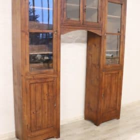 Early 20th Century Italian Solid Fir Wood Arched Bookcase