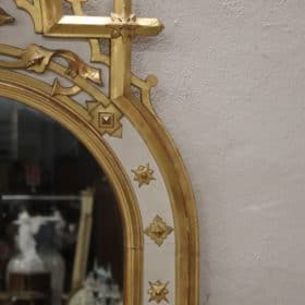 Antique Lacquered and Gilded Wood Mirror