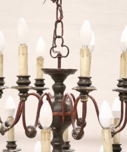 Chandelier in Wood and Iron - With Lights Off - Styylish