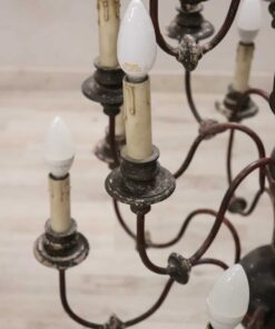 Chandelier in Wood and Iron - Arms With Lights - Styylish