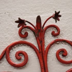 Early 20th Century Italian Light Sconce in Red Lacquered Iron