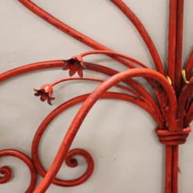 Early 20th Century Italian Light Sconce in Red Lacquered Iron