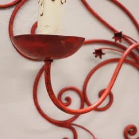 Early 20th Century Italian Light Sconce in Red Lacquered Iron