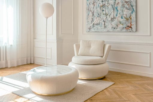 Moon Armchair - White Chair with Side Table - Styylish