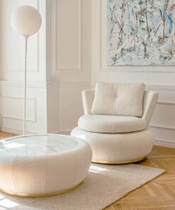 Moon Armchair - White Chair with Side Table - Styylish