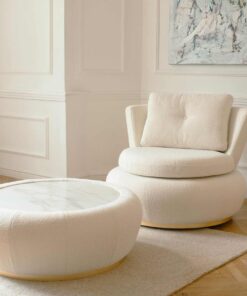 Moon Armchair - White Chair with Table - Styylish