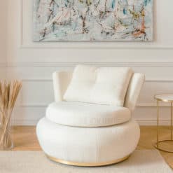 Moon Armchair - White Fabric - Styylish