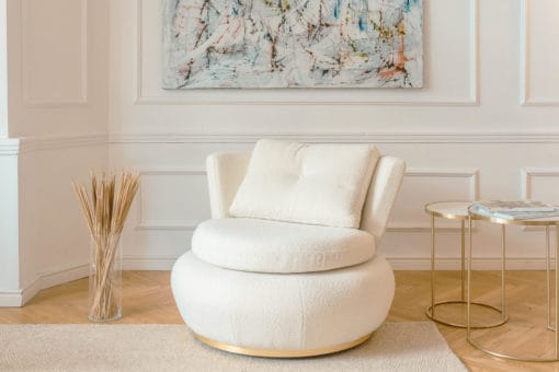 Moon Armchair - White Fabric - Styylish