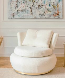 Moon Armchair - White Fabric - Styylish
