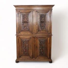 19th Century Italian Antique Cabinet in Solid Carved Walnut