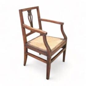 Louis XVI Walnut Armchair with Straw Seat, 18th Century