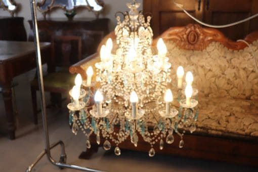 Bronze and Crystal Chandelier - With Lights On View - Styylish