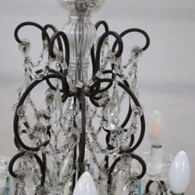 Early 20th Century Italian Bronze and Crystal Chandelier