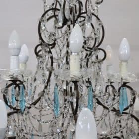 Early 20th Century Italian Bronze and Crystal Chandelier