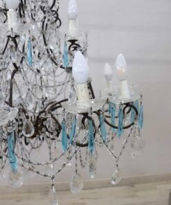 Bronze and Crystal Chandelier - Glass Droplet and Light Detail - Styylish