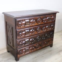 Carved Walnut Antique Commode - Side Profile - Styylish