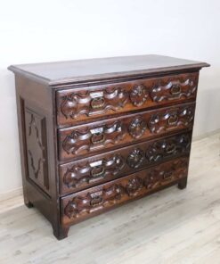 Carved Walnut Antique Commode - Side Profile - Styylish