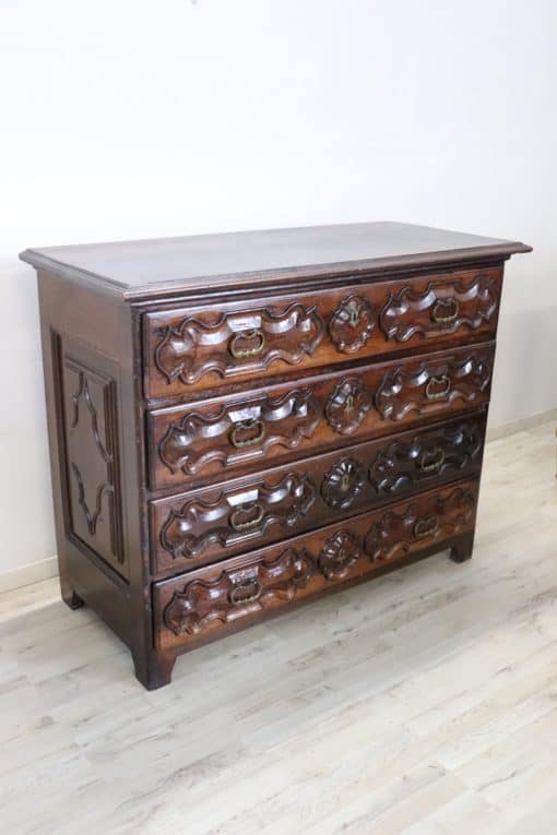 Carved Walnut Antique Commode - Side Profile - Styylish