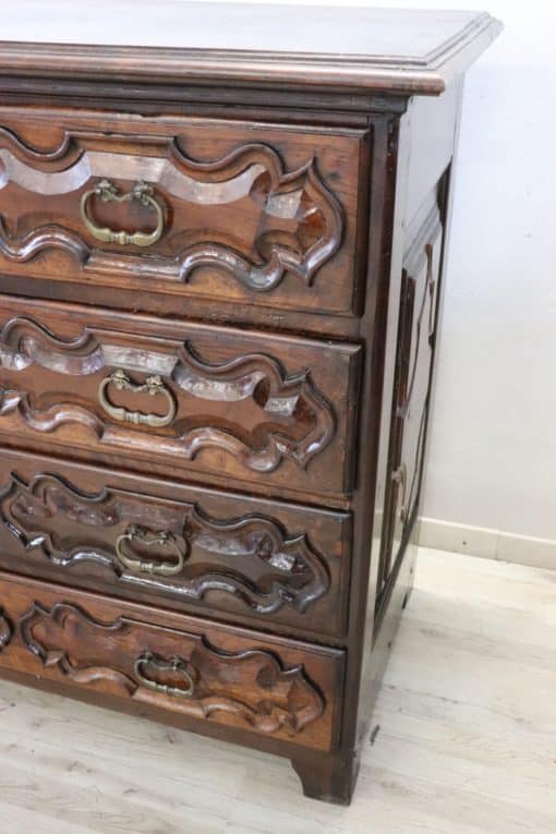 Carved Walnut Antique Commode - Side Detail - Styylish