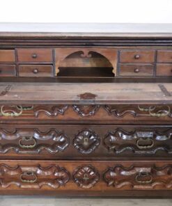 Carved Walnut Antique Commode - With Desk Open - Styylish