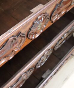 Carved Walnut Antique Commode - Drawers Interior - Styylish