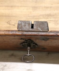 Carved Walnut Antique Kneeler - Bottom Compartment Key and Lock Detail - Styylish