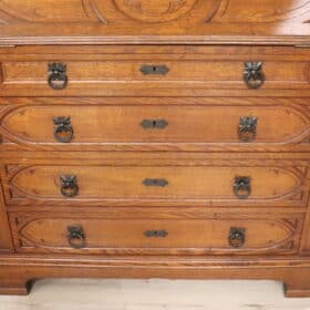 Early 20th Century Italian Gothic Style Solid Oak Cabinet