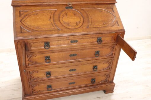 Gothic Style Solid Oak Cabinet - Drawer Panel Detail - Styylish