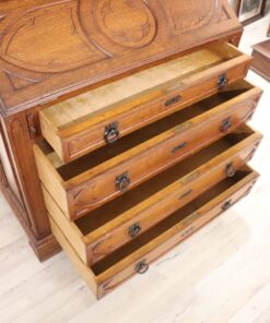 Gothic Style Solid Oak Cabinet - Drawers Open - Styylish