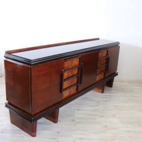 Italian Walnut Sideboard with Glass Top, Art Deco