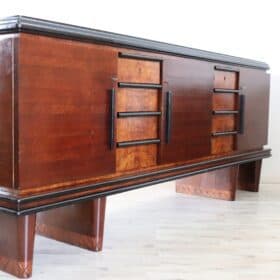 Italian Walnut Sideboard with Glass Top, Art Deco