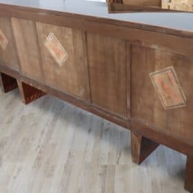 Italian Walnut Sideboard with Glass Top, Art Deco