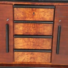 Italian Walnut Sideboard with Glass Top, Art Deco