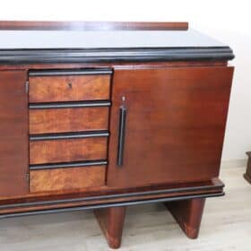 Italian Walnut Sideboard with Glass Top, Art Deco