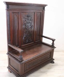 Carved Walnut Bench - Side Profile - Styylish