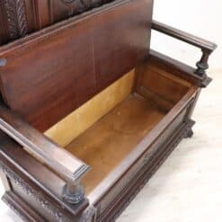 Carved Walnut Bench - Interior Compartment - Styylish