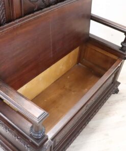 Carved Walnut Bench - Interior Compartment - Styylish