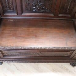 Carved Walnut Bench - Interior Compartment Closed - Styylish