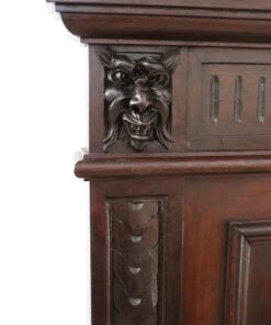 Carved Walnut Bench - Carved Face Detail - Styylish