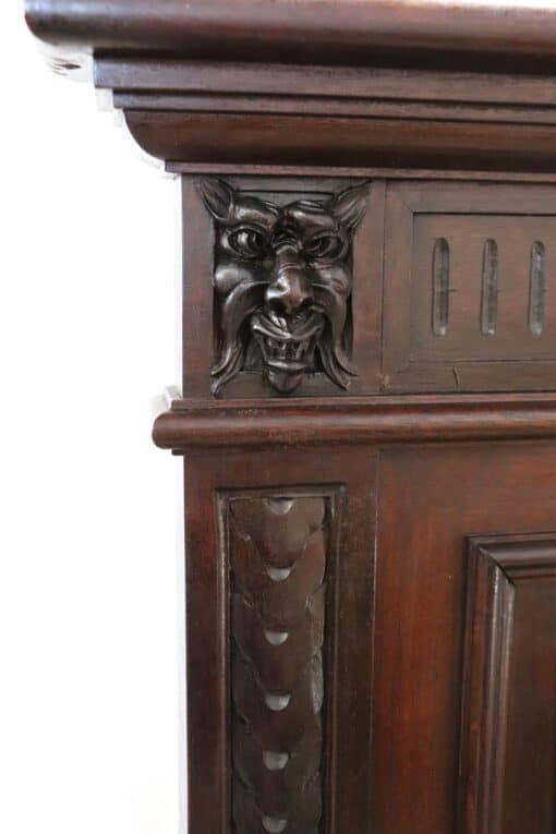 Carved Walnut Bench - Carved Face Detail - Styylish