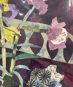 Collage Painting by Mara Wagner- detail view of pink flowers- Styylish