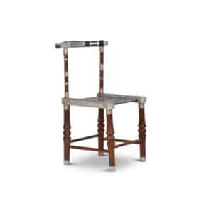 Chair with Hammered Metal Decoration, Twentieth Century