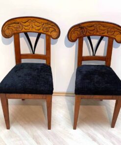 Alternative view of Pair of Biedermeier Shovel Chairs with Ink Painting, South Germany circa 1830