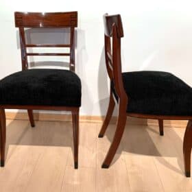 Neoclassical Side Chairs, Mahogany, Ebony, Velvet, Vienna, circa 1820