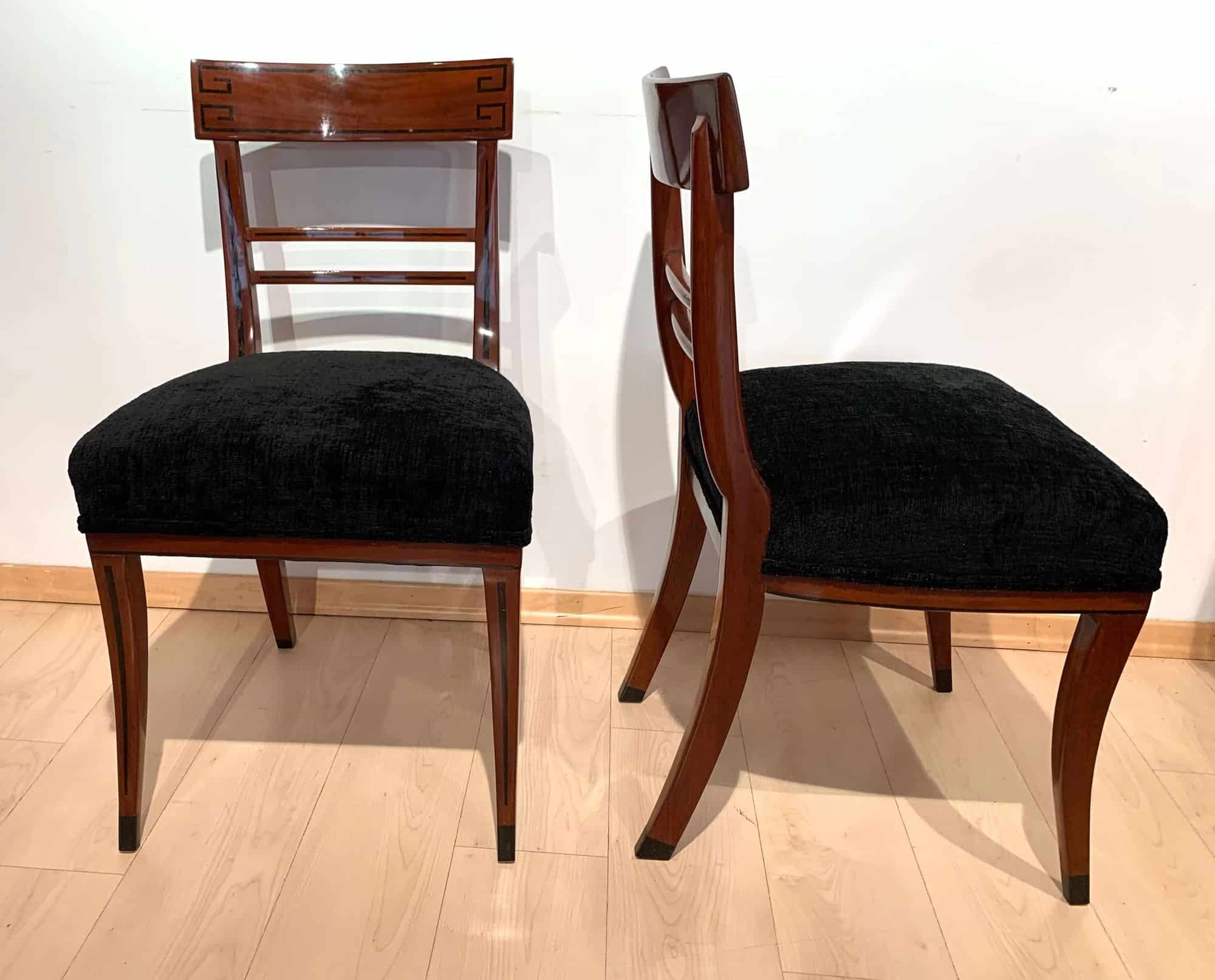 Neoclassical Side Chairs, Mahogany, Ebony, Velvet, Vienna, circa 1820 - Image 2