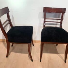 Neoclassical Side Chairs, Mahogany, Ebony, Velvet, Vienna, circa 1820