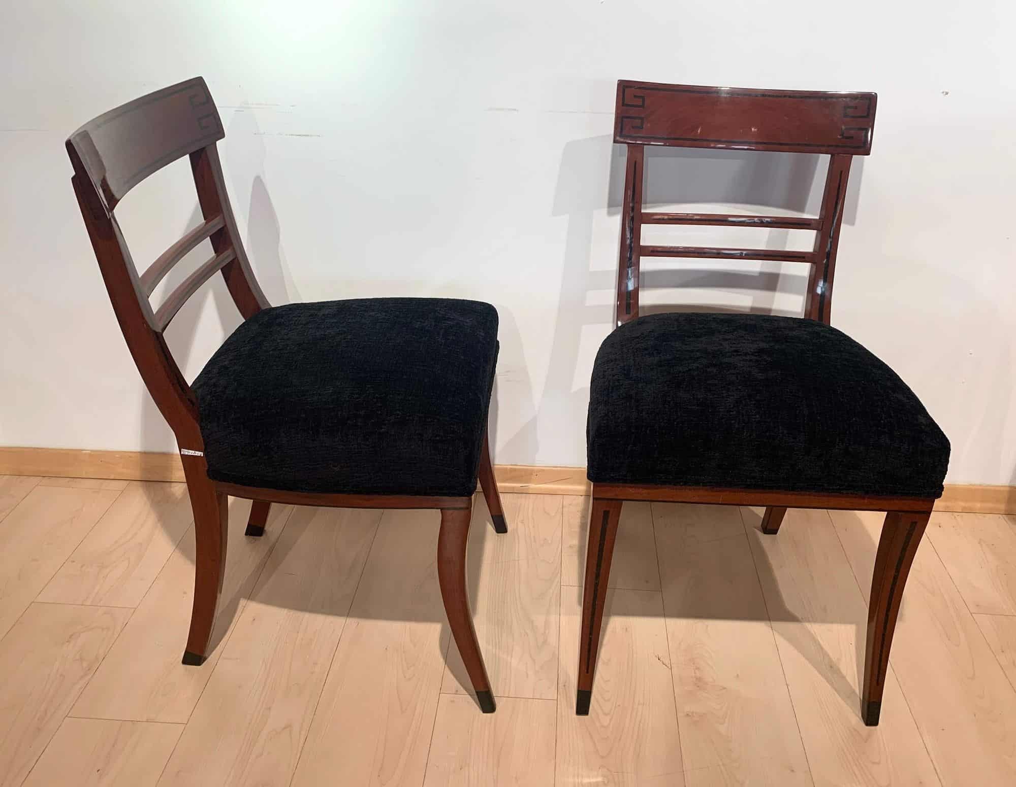 Neoclassical Side Chairs, Mahogany, Ebony, Velvet, Vienna, circa 1820 - Image 3