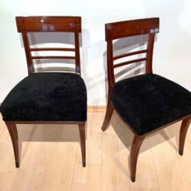 Neoclassical Side Chairs, Mahogany, Ebony, Velvet, Vienna, circa 1820