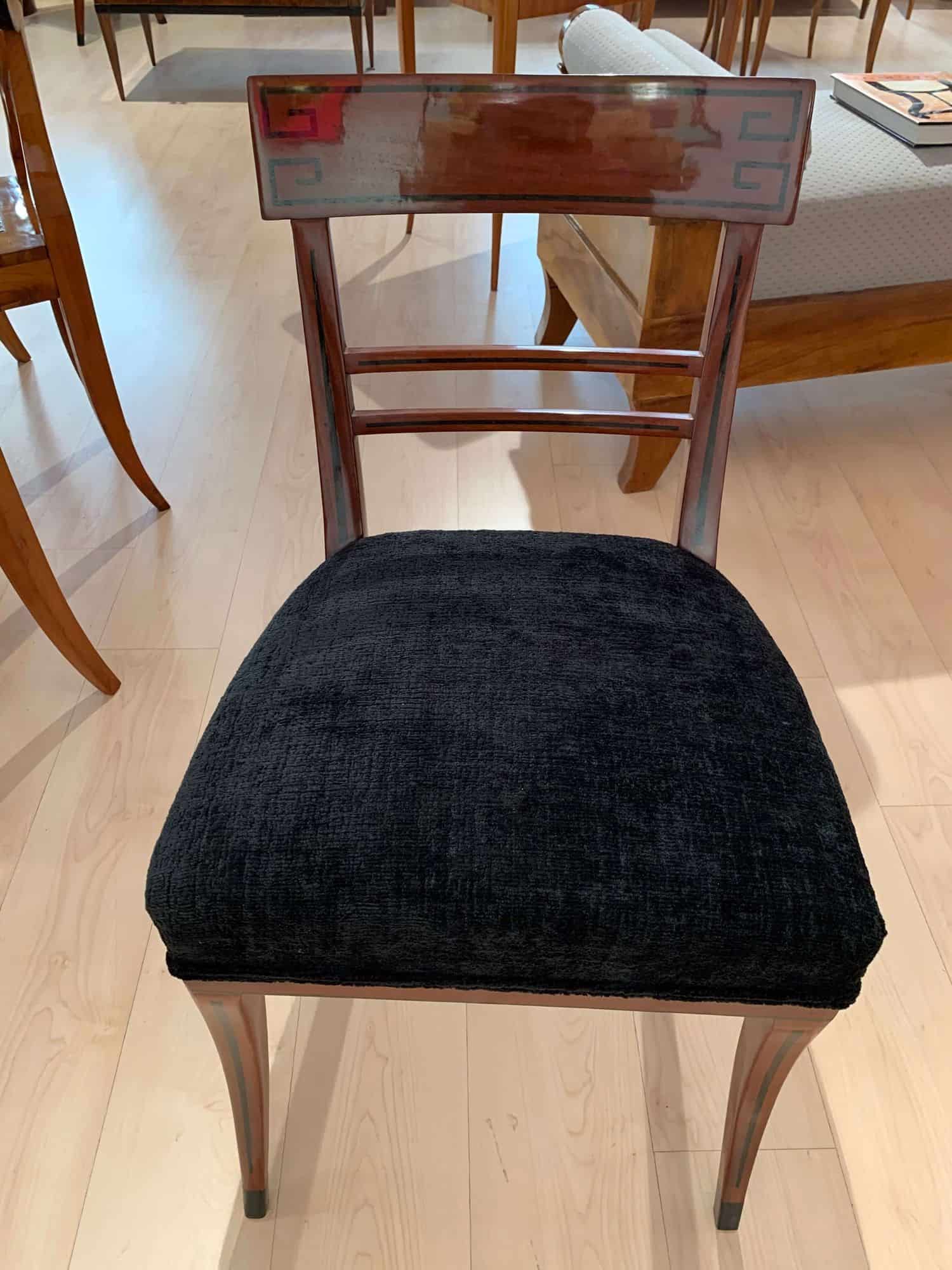 Neoclassical Side Chairs, Mahogany, Ebony, Velvet, Vienna, circa 1820 - Image 5