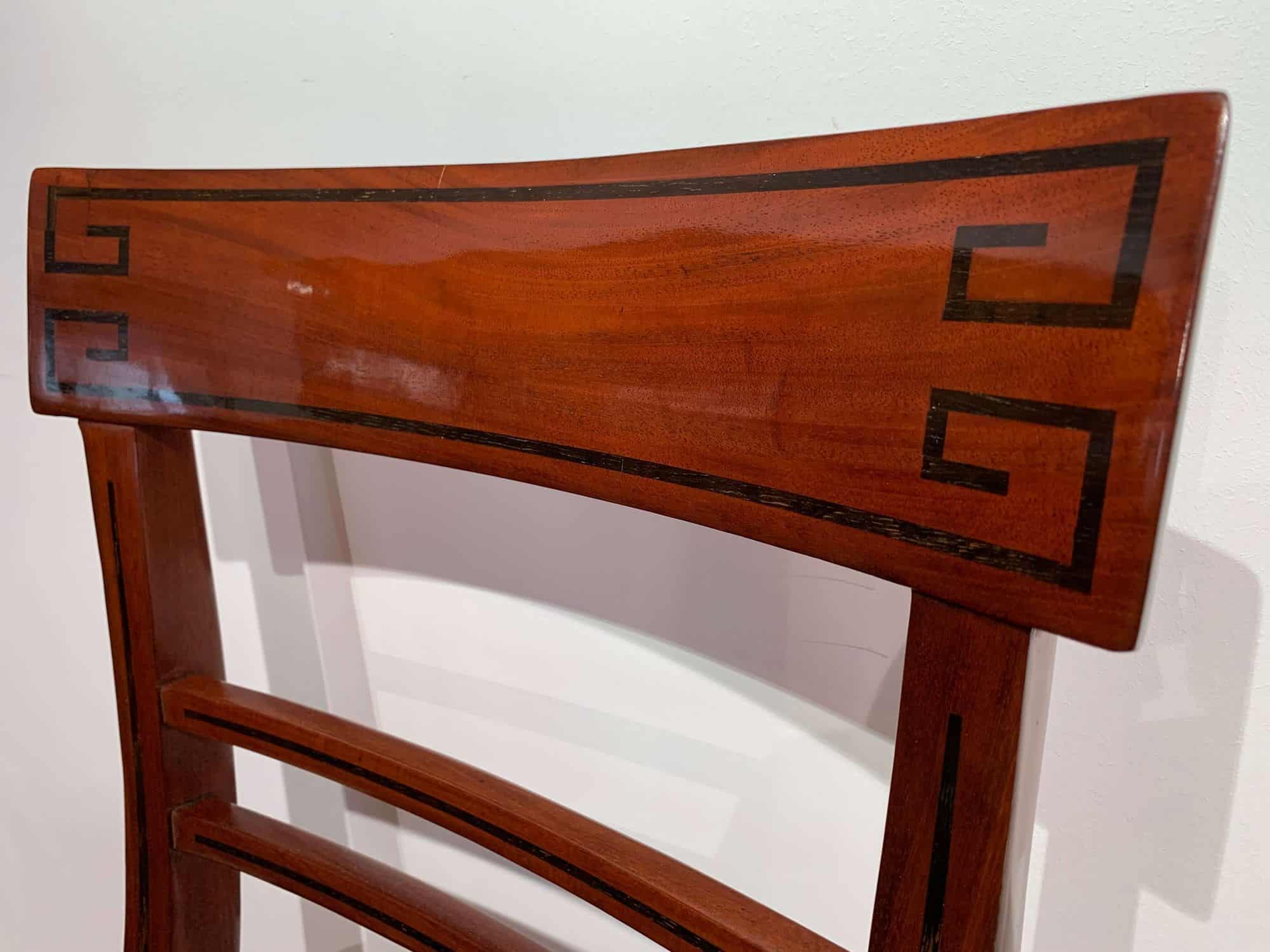 Neoclassical Side Chairs, Mahogany, Ebony, Velvet, Vienna, circa 1820 - Image 6